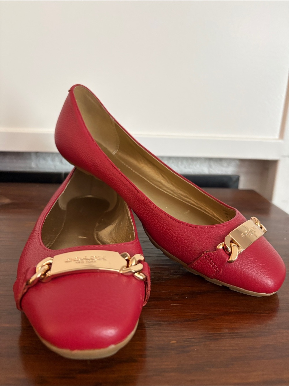 COACH ‘Bianca’ Red Pebbled Leather Ballet Flat Size 7